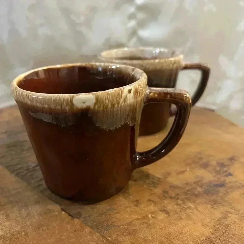 Vintage  McCoy USA Brown Drip Mug Set - Picture 5 of 6